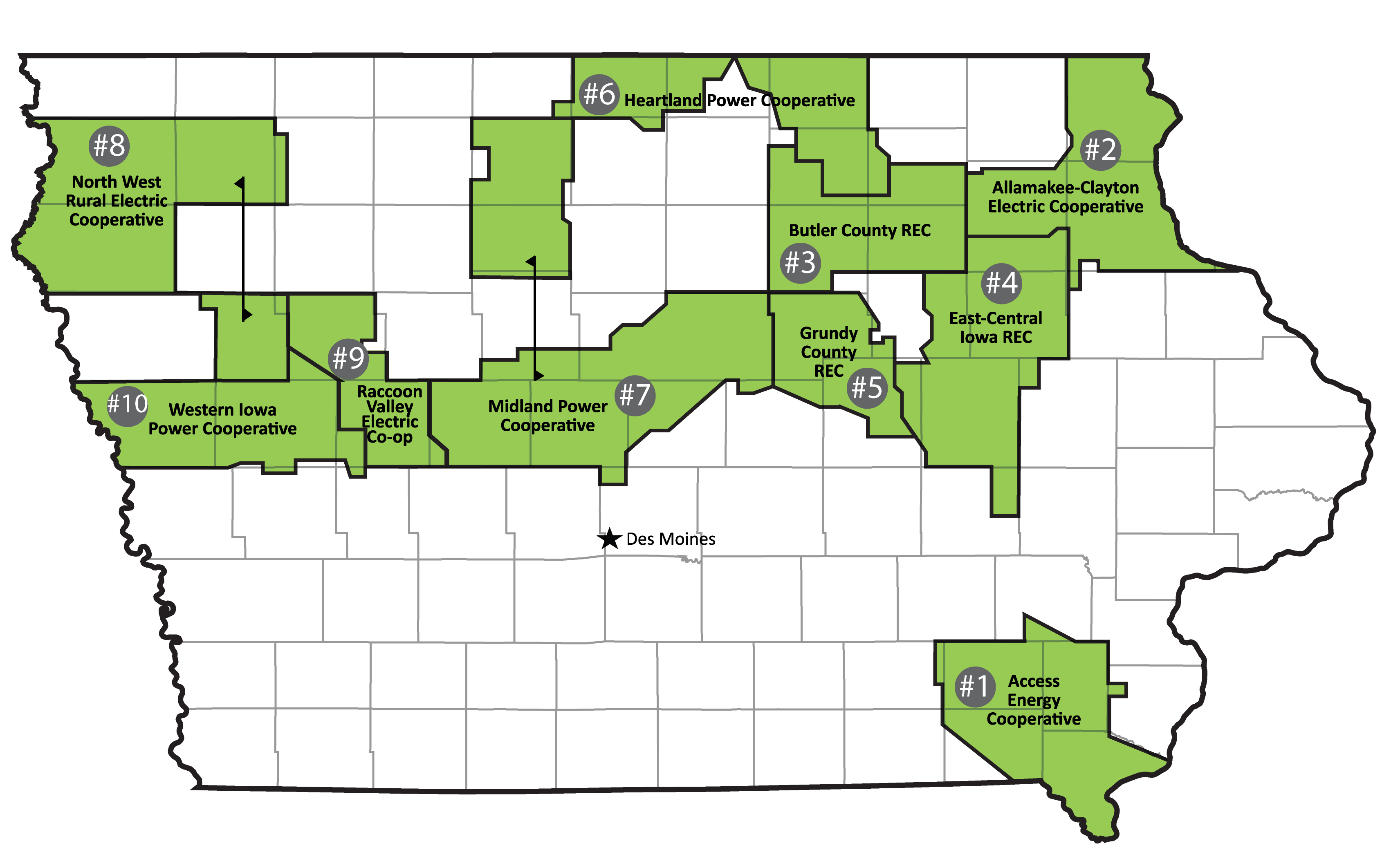 Map of ICR Cooperatives